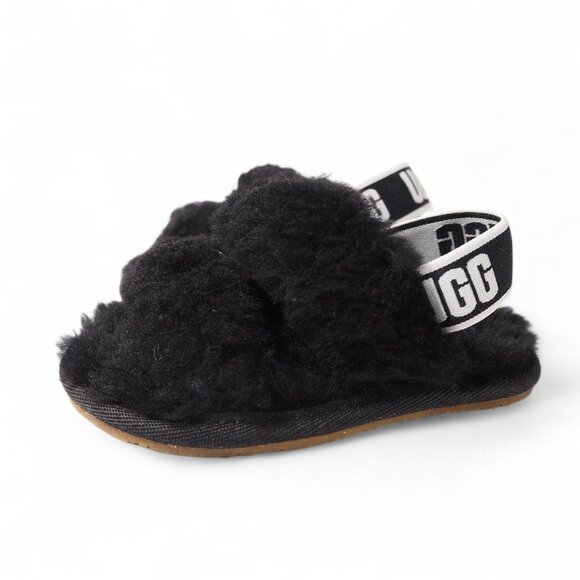 UGG Oh Fluff Yeah Slingback Slide Sandals Black 1116636T Toddler 6 - Picture 2 of 10